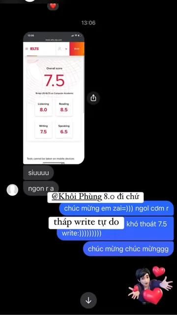 Kết quả học viên đạt Writing 7.0 đến 7.5
